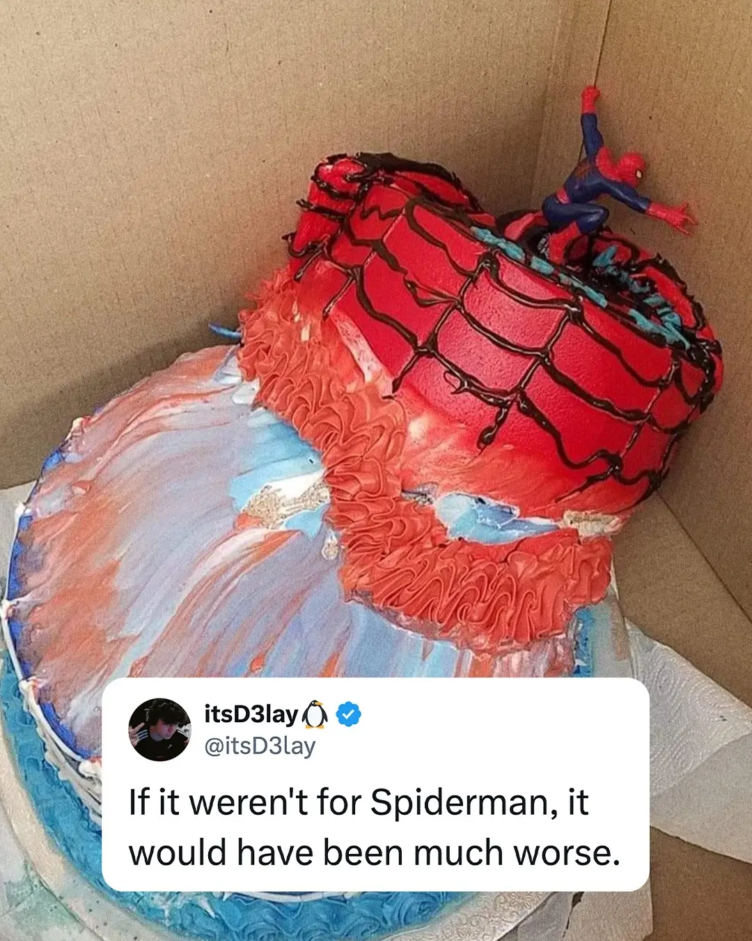 😂  (📸 itsD3lay/x) #spiderman #cake 