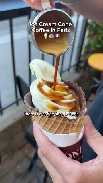 Ice cream cone coffee in Paris 🍦☕️ #paris #icecream #coffee #parisfood #Foodie 