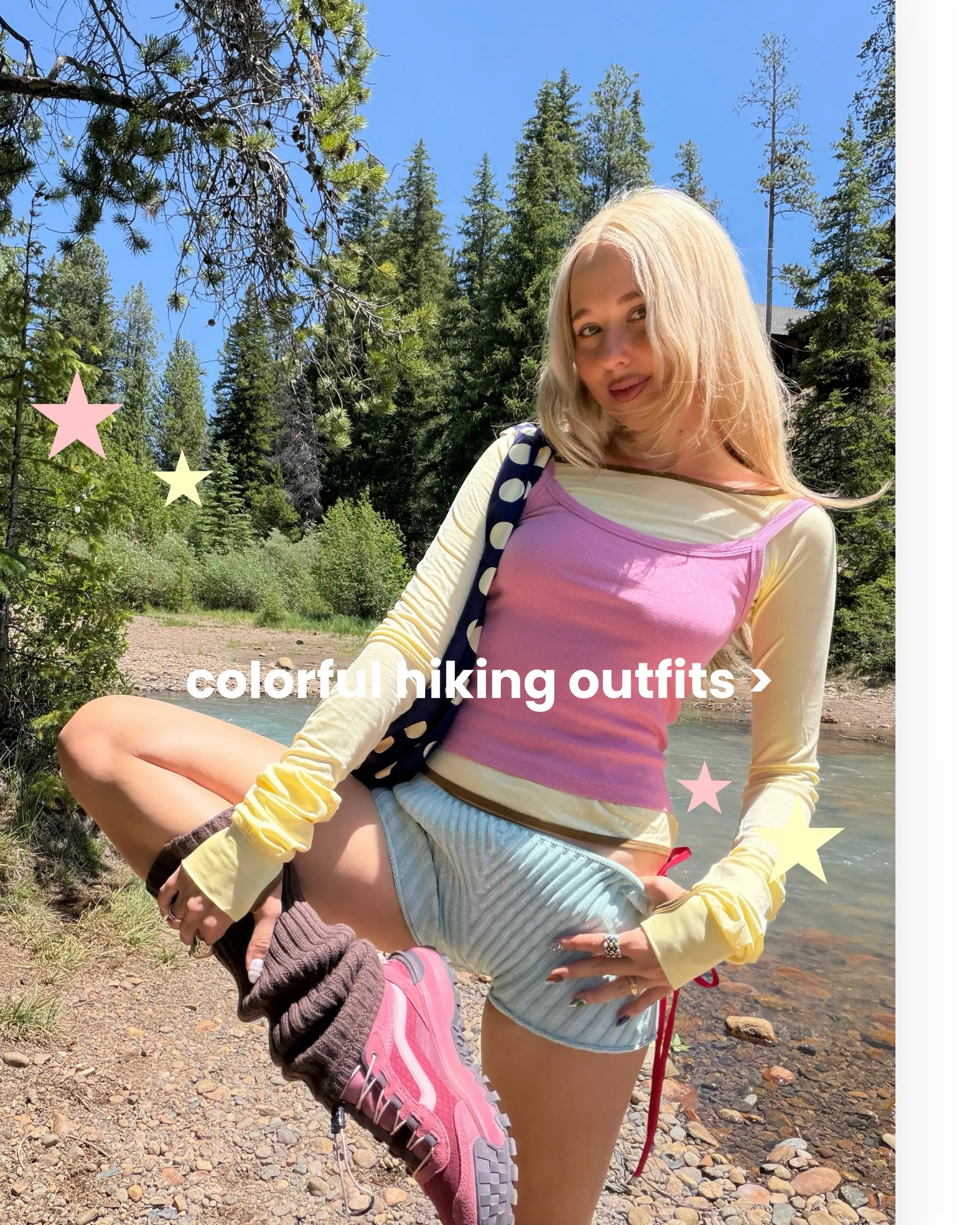 your outdoorsy outfits can be colorful too <3 💗🏔️🌿🌼 #whimsicalstyle #colorfu