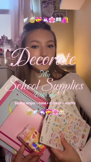 decorate my school supplies!! + sonny angel unboxing + haul! 🌸🪽🧁👼🏻🦄🛍️ #cr