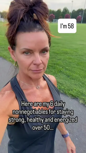 I’m 58, and these are my 6 daily nonnegotiables: ☀️ 10–20 minutes of sunshine 🥩