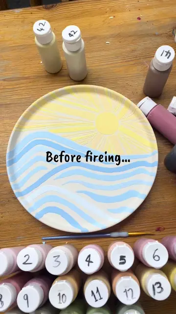 Stay tuned for the results 🌊☀️ #seasunset #aquatic #pottery #painting #ocean 