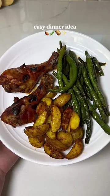 BBQ Chicken Drumstick Sheet Pan Dinner 🍗🥔🫛 recipe below & follow for more eas
