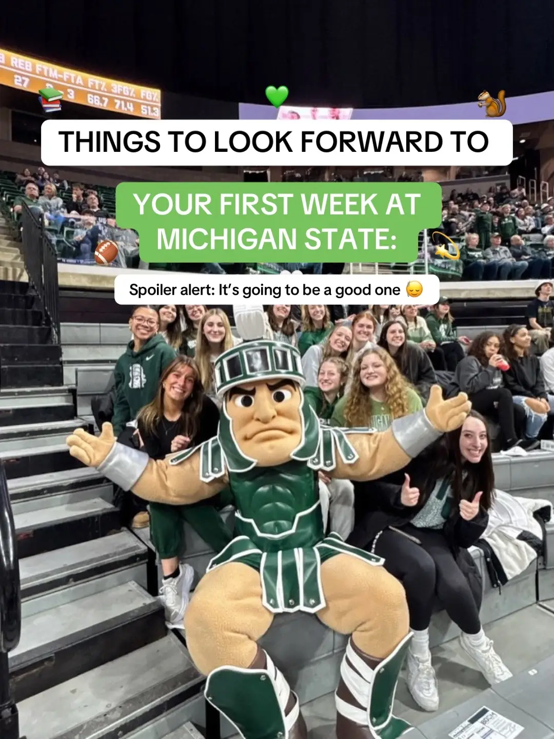 First week as a Spartan is on the clock! 🙂‍↕️ #MichiganState #GoGreen #College 