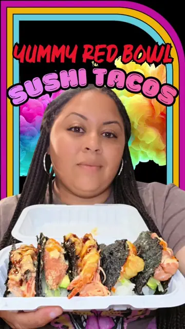 Trying the viral sushi tacos from Yummy Red Bowl in RVA. 🌮 🍣  📍7518 W Broad S