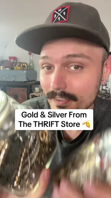 Hunting gold and silver from thrift store mystery jewelry jars 👀 #thrift #thrif