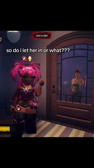 she’s a vibe, do i open the door chat????😭.  #homealone #anomaly #emotes#roblox