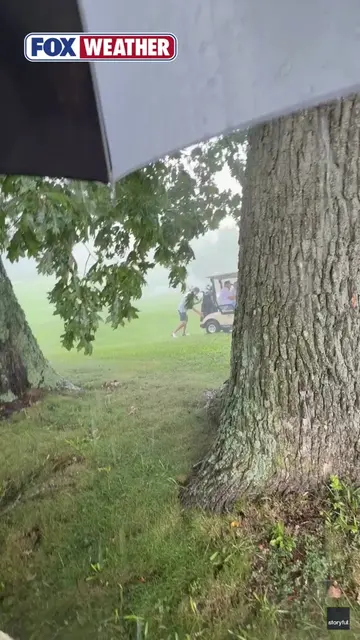 🌩️ FLASH WARNING: A group of golfers had quite the scare when one of them was s