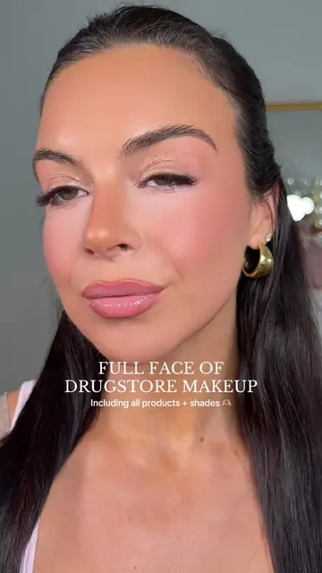 Full face of drugstore makeup 🤍 step-by-step with products + shades!  Products 