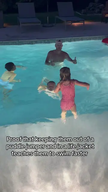 When kids are free to move their bodies naturally in the water, they learn balan