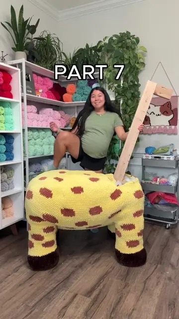 Part 7 of crocheting a life-size baby giraffe for my son’s nursery! 🦒🌱 Officia