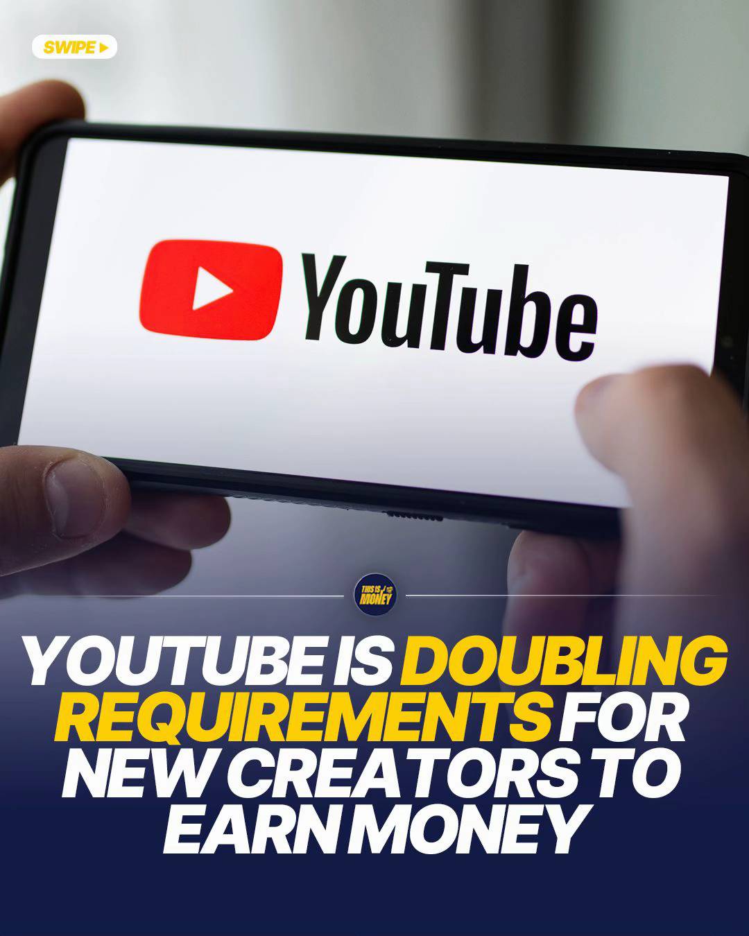 YouTube is doubling its requirements for new creators to start earning money 📱�