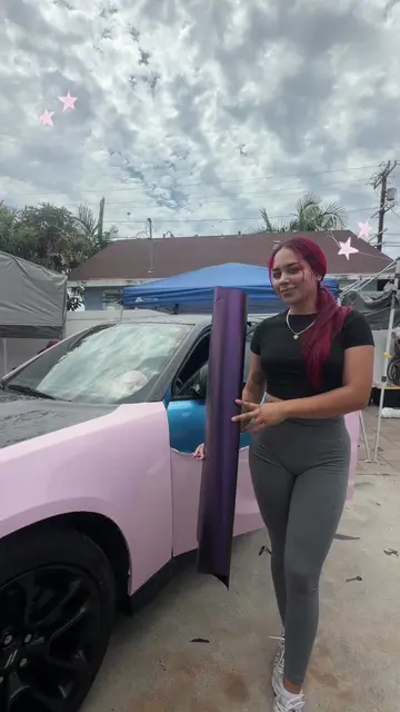 Cambio de color Ami carro día 2💜😏 #carvids02 #cargirls #wrapping #purplecars #