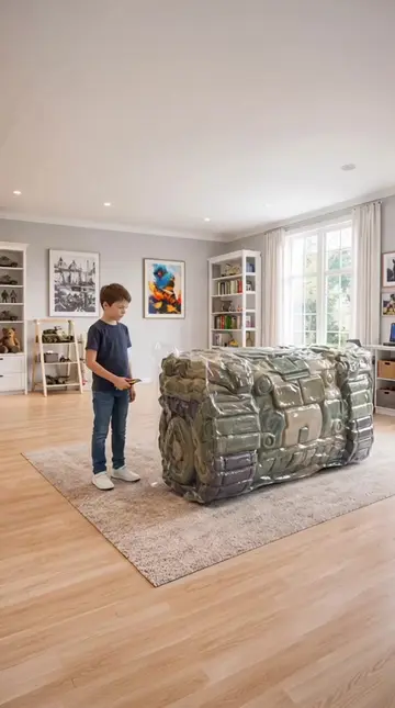 We tried out a giant foam tank bed! 🙌 It might become impossible to get the kid