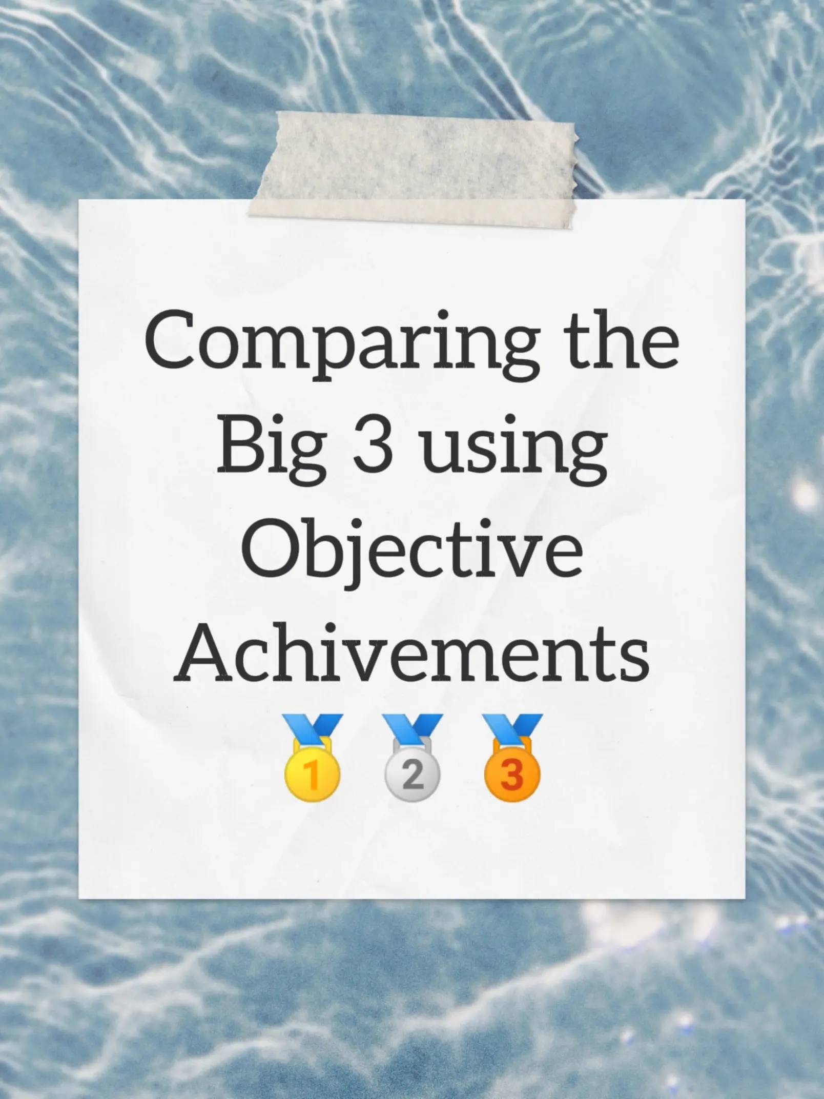 Comparing the Big 3 using Objective Achivements 🥇🥈🥉 these are all from reliab