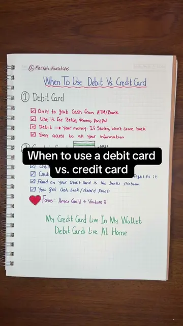 Debit Card vs. Credit Card — know when to use each. Your debit card spends your 