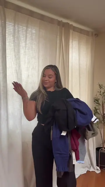 Trying on my new work tops for fall! 🍂 Fall is right around the corner, and if 