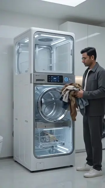 Futuristic washing machine. #WashingMachine #Laundry #HomeAppliances #Cleaning #