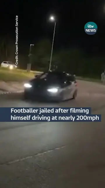 A semi-pro footballer filmed driving at 191mph has been jailed. Shocking footage