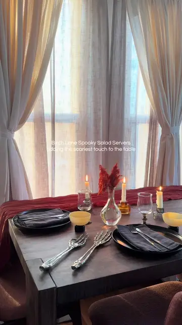 Spooky Salad Servers from @Birch Lane adds the scariest touch to the dinner tabl