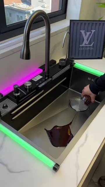 Your sink just entered its luxury era! #viral #sinkcleaning #kitchenupgrade #lv 