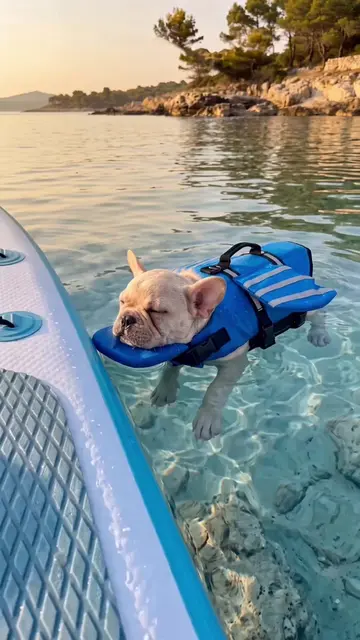 Brownie loves his new vest 🥰🌊  #dogmom #dogs #frenchbulldog #frenchie #doglife