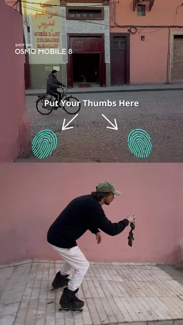 Put your thumbs here. You know what to do. DJI Osmo Mobile 8 follows every move 