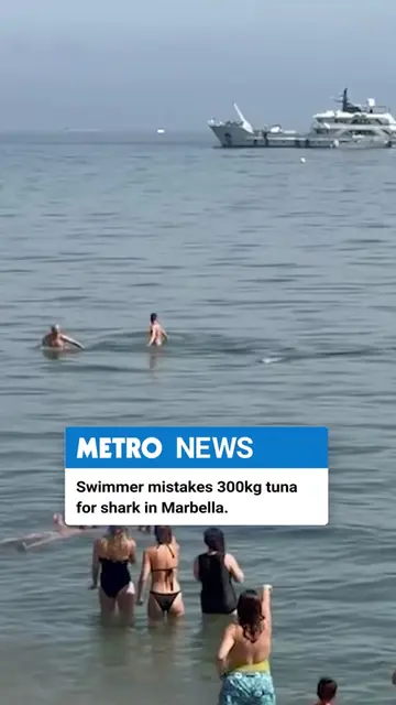 A swimmer at Ancon Beach on Marbella's Golden Mile in Spain was filmed desperate