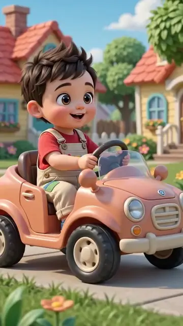 🚗 Wheels on the Car! 🎶 | Baby Izzu Rides a Toy Car | Fun Nursery Rhyme for Kid