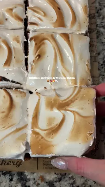 Cookie butter s’mores bars 🍪☁️  Gooey, fudgy & toasted to perfection 🤎 Biscoff