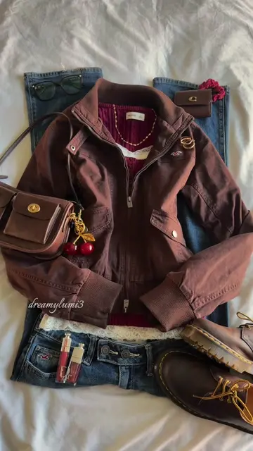 my new fav jacket styled for the fall! #fall #y2k #downtowngirl #hollister #outf