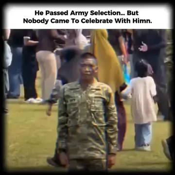 After successfully passing his Army selection, this young man stood alone, waiti