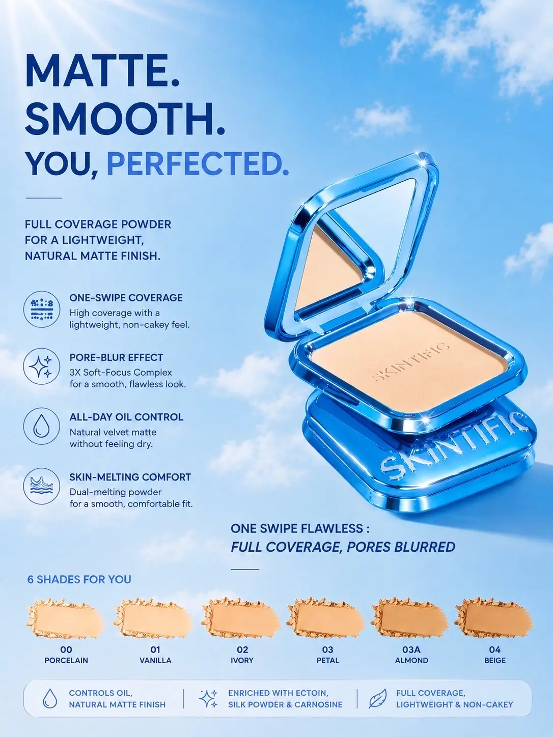 Make your makeup flawless with Skintific Ultra Cover Powder Foundation 😉💙 #ski