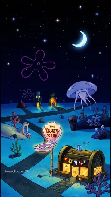 Bikini Bottom : after hours🌙🪼🫧 | Tap wallpics for more live wallpaper like th