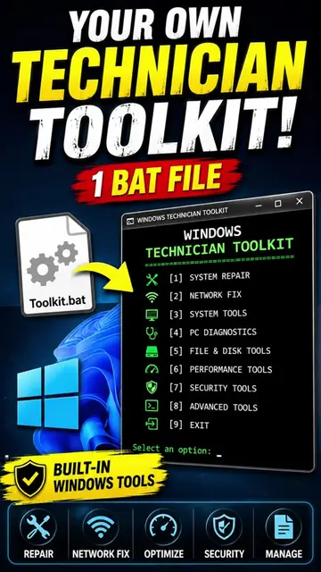 Create Your Own Windows Technician Toolkit in 60 Seconds! 🤯 #Windows11  #Window