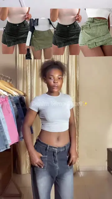 Denim wrap skort✨ 🏷️ N7,000 Available in small and big size.. Whatsapp: 0703928