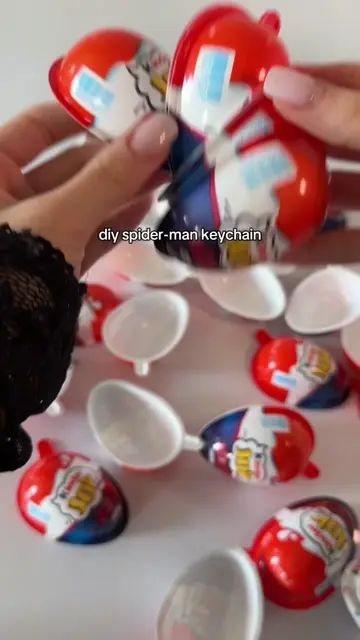 diy spider-man keychain🕷️ #tutorial #kinderjoy 