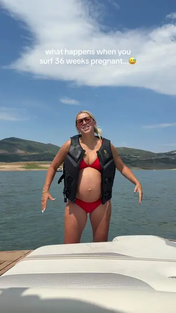 smart or bad decision to surf at 36 weeks? #pregnantmama #inducelabor #36weekspr
