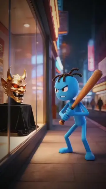 the blue man robbery maks artificial intelligence kids cartoon animation funny v