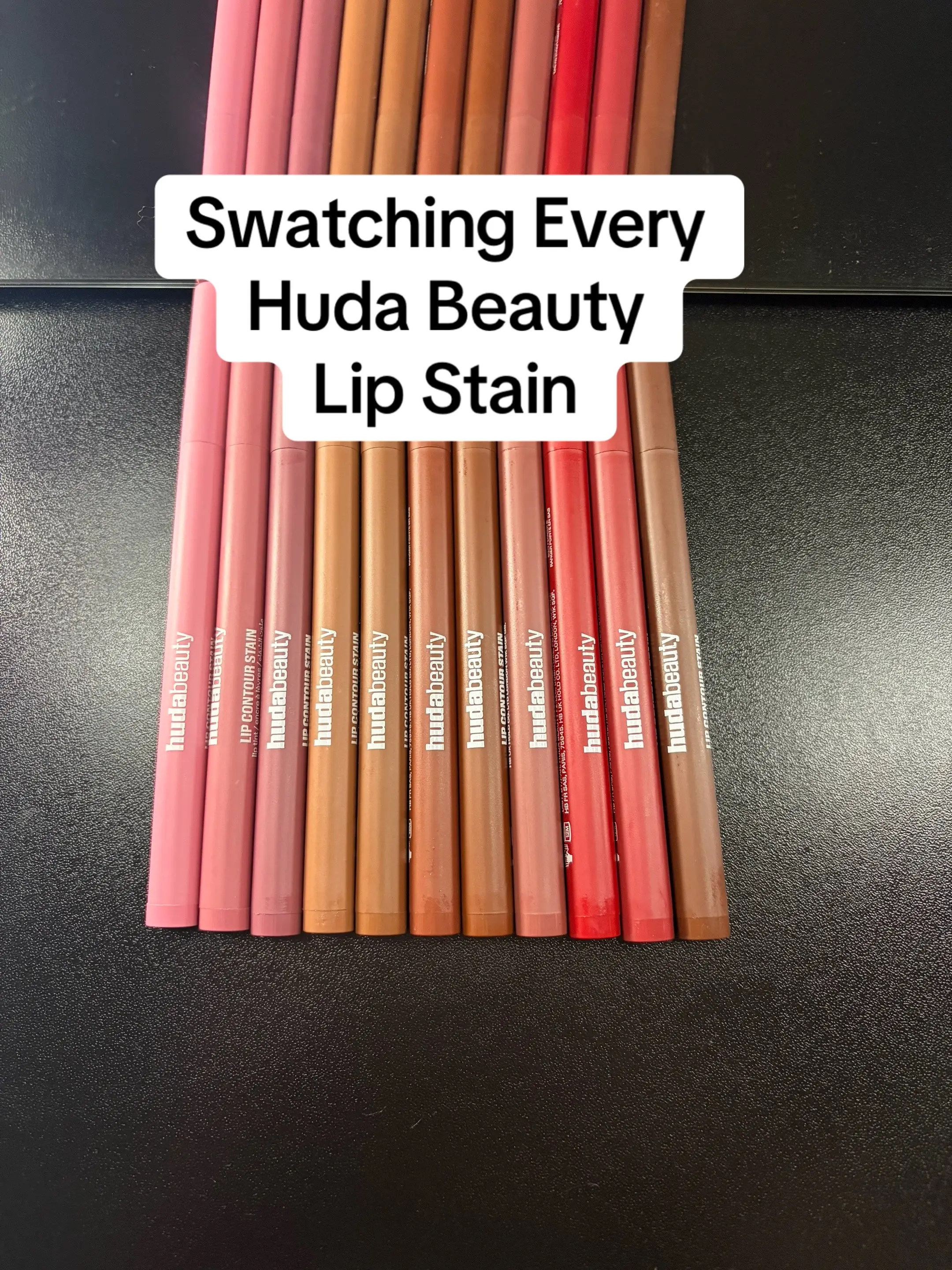 Swatching every shade of @Huda Beauty lip contour lip stains! These last SO long