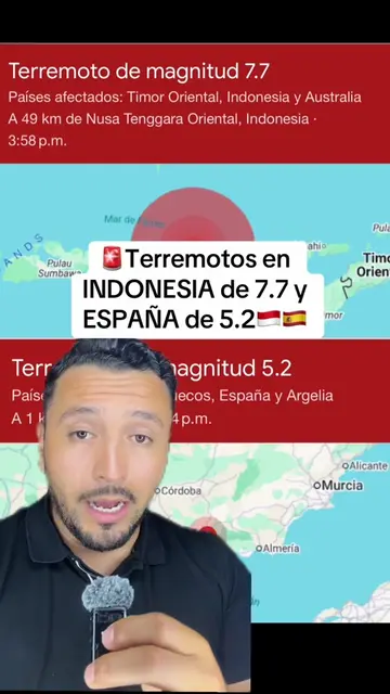 Earthquakes in Indonesia of magnitude 7.7 and in Spain of magnitude 5.2 #Earthqu