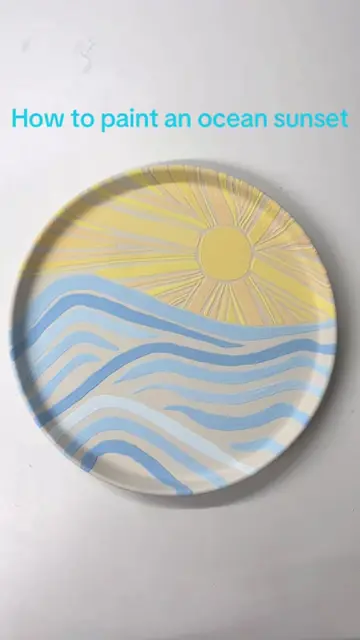 You asked we delivered! How to paint the sea sunset plate 🌊☀️🖌️ #ocean #sunset