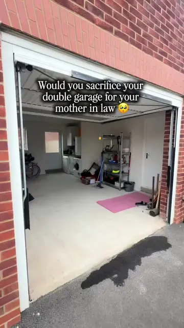 This unused garage became her own private space right beside the family. Close e