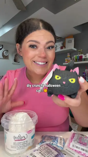 diy crunchy halloween cat squishy🎃🐈‍⬛ #diysquishy #homemadesquishy #crunchysqu