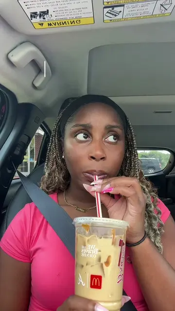 trying the new  caramel apple pie iced  coffee from McDonald’s  🍮🍎🥧  #mcdonda