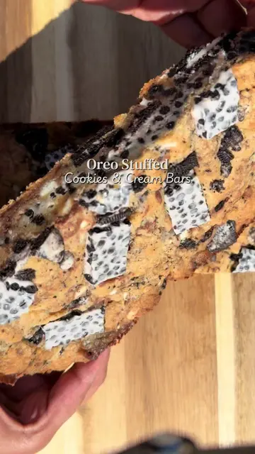 Oreo Stuffed Cookies & Cream Cookie Bars 8×8 pan (Makes 16 bars) Cookie Dough -1