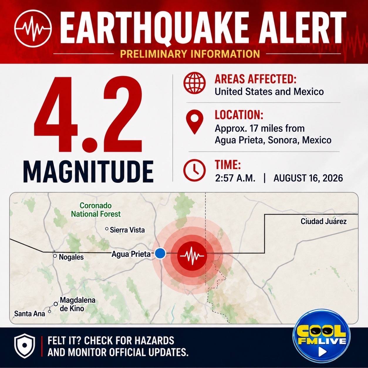 DOUGLAS RESIDENTS FEEL EARTHQUAKE TREMORS EARLY SUNDAY MORNING 08/16/2026 2:57AM