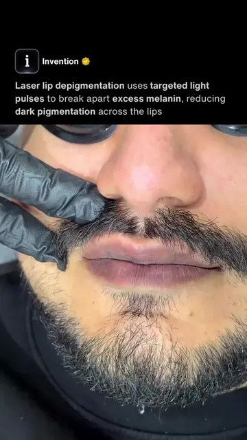 Original Video Credit: IG/dr.amjad.laser Dark areas across the lips are treated 