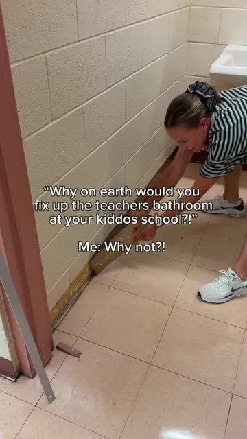 Part 2 with the reveal! I was using the teachers lounge bathroom after a PTO mee