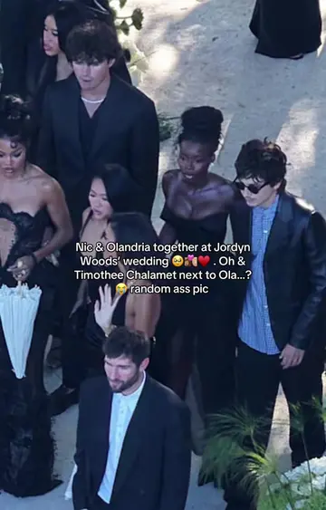 Nic and Olandria at Jordyn Woods’ wedding yesterday. Lmao and Timothee Chalamet 